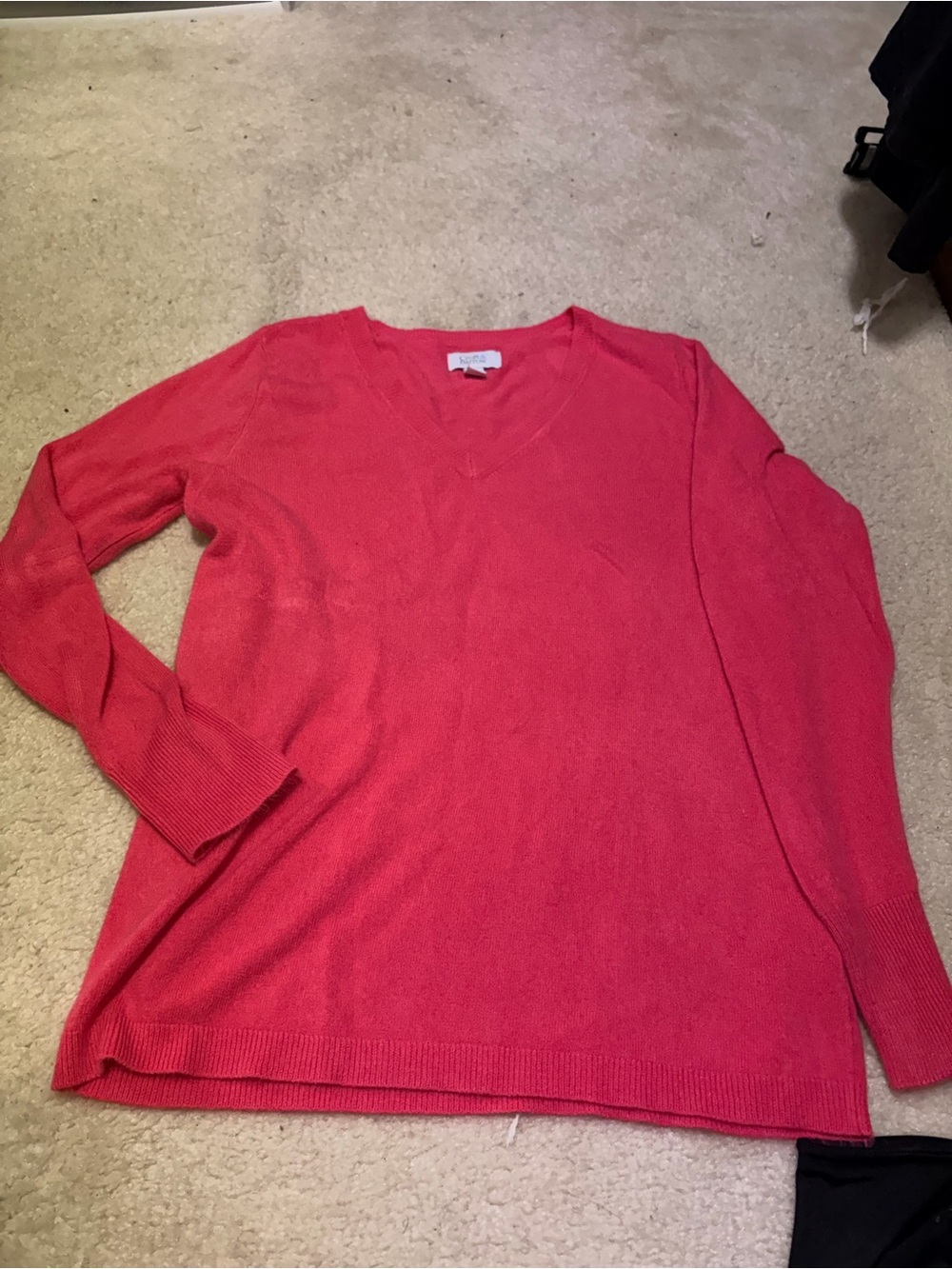 croft & barrow Coral-Red V-Neck Sweater